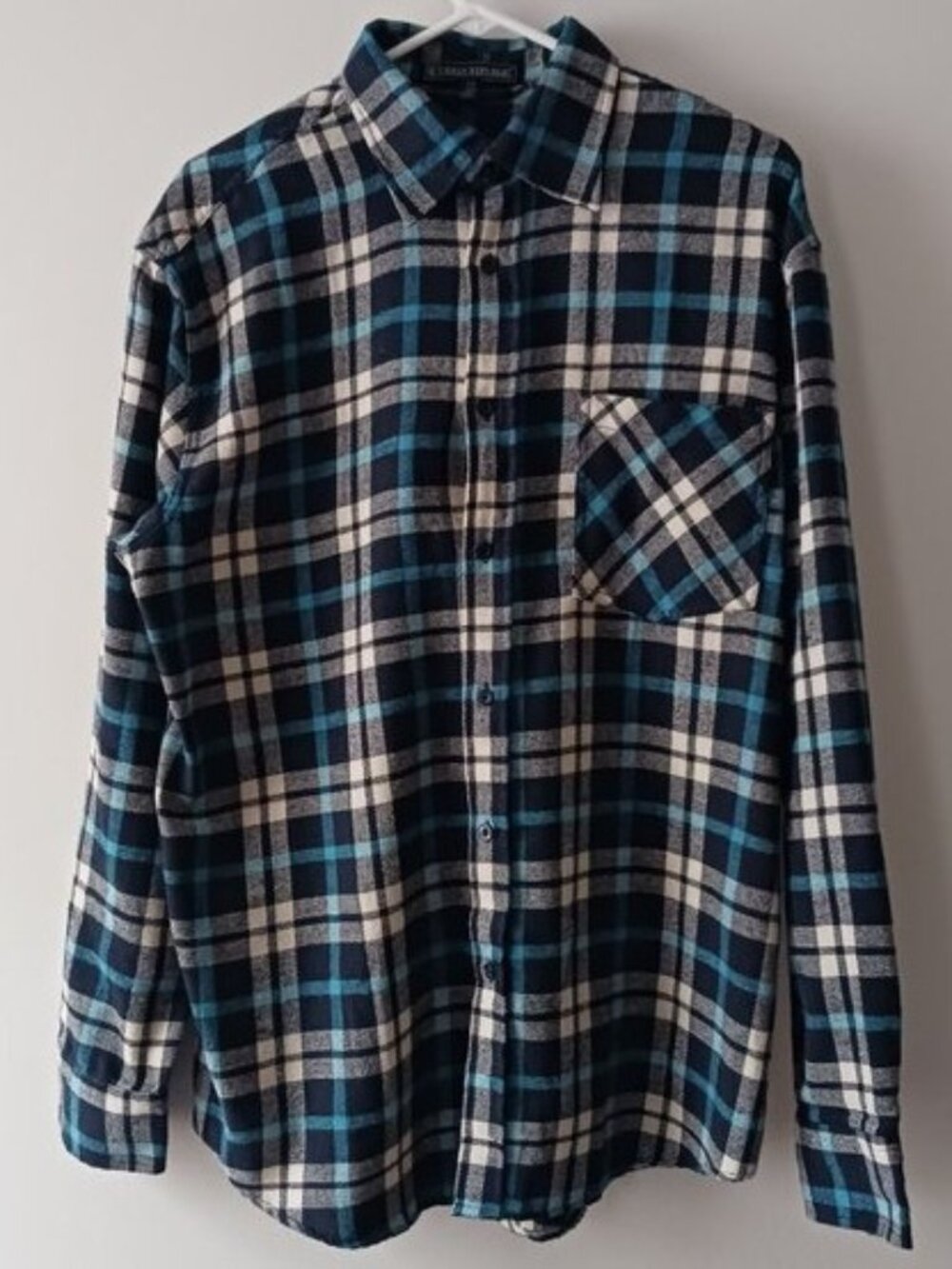 Mens Shirt Urban Republic Button Up Casual Blue Plaid Flannel Long Sleeve XXL